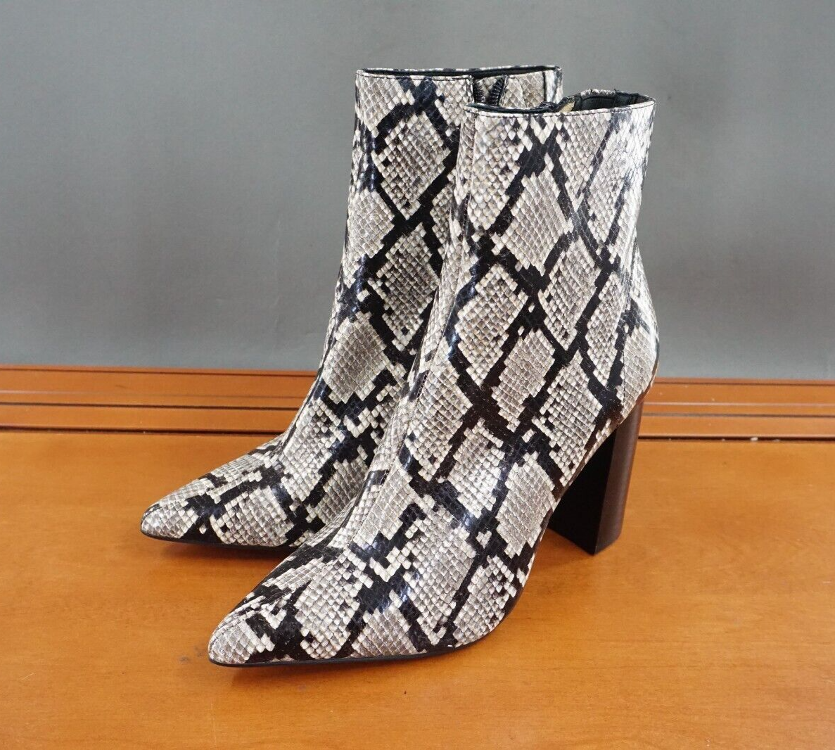 Jeffrey Campbell Raven Boots Womens Brown Leather Snake Print