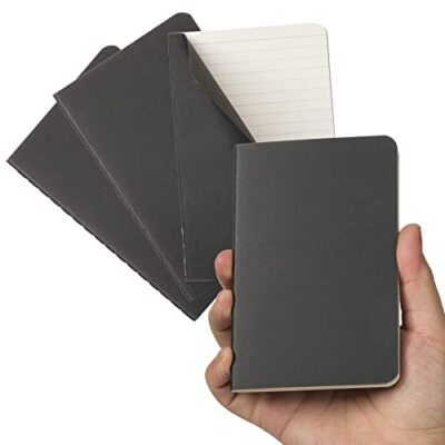  Pocket Notebook, 4 Pack Thin Cover Small Notebook for Black Cover Ruled Paper
