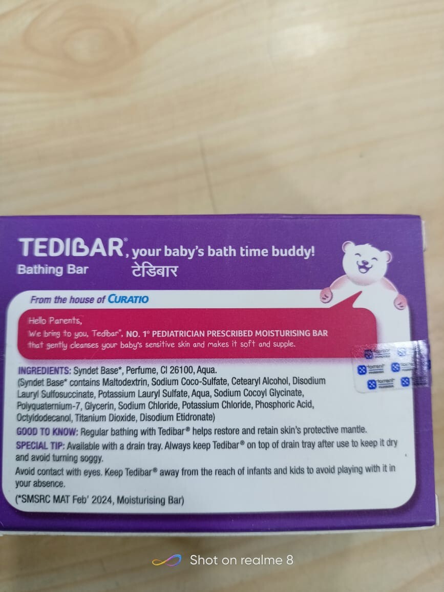 Tedibar Moisturising Baby Bathing Bar 75g (Pack of 1) 100% Soap