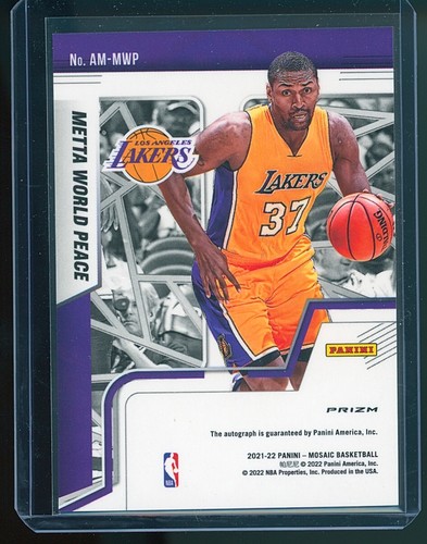 2021-22 Panini Mosaic Metta World Peace #AM-MWP Auto - LA Lakers - Bild 2 von 2