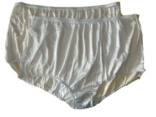 TERI Lingerie Size 13 White Shiny Silky Satin  100% Nylon Brief Panty Lot Of 2