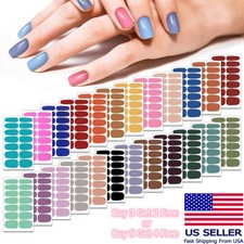 Full Size Nail Wraps Stickers Polish Manicure Art Self Stick Decor 3D Strips USA