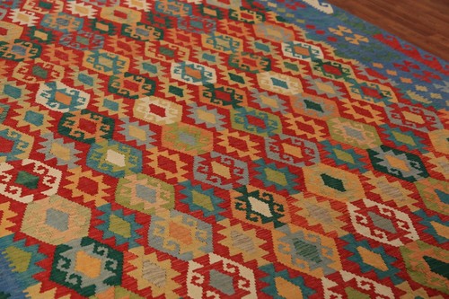 Traditional Reversible Kilim Rugs Handwoven Area Wool Carpet 9x12 ft - Picture 5 of 11