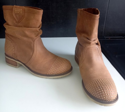 Bull Boxer Tan Leather Studded Boots Size UK 6 - Picture 9 of 17