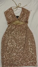 Windsor RoseGold sequin dress with tie back detail Xs