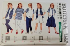 1990 Butterick easy Pattern 4755 Girls' Vest Top Skirt Shorts Pants S-M-L Uncut