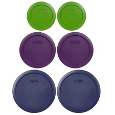 Pyrex 2 7200-PC Lawn Green, 2 7201-PC Purple, and 2 7402-PC Blue Lids