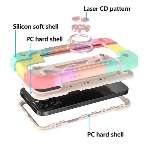Shockproof Armour Colour Phone Cases With Magnetic Ring Stand For IPhones - Picture 3 of 25