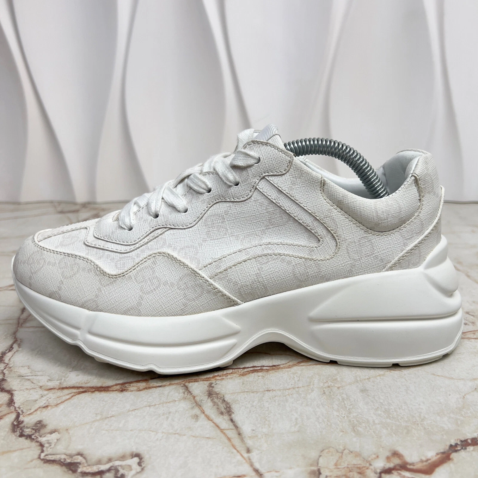 Baskets baskets Gucci Rhyton GG Supreme monogramme cuir blanc 8 US *