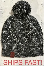 BUFF Women  s Margo Knit Beanie Winter Hat Gray Charcoal White Pom Beanie EUC