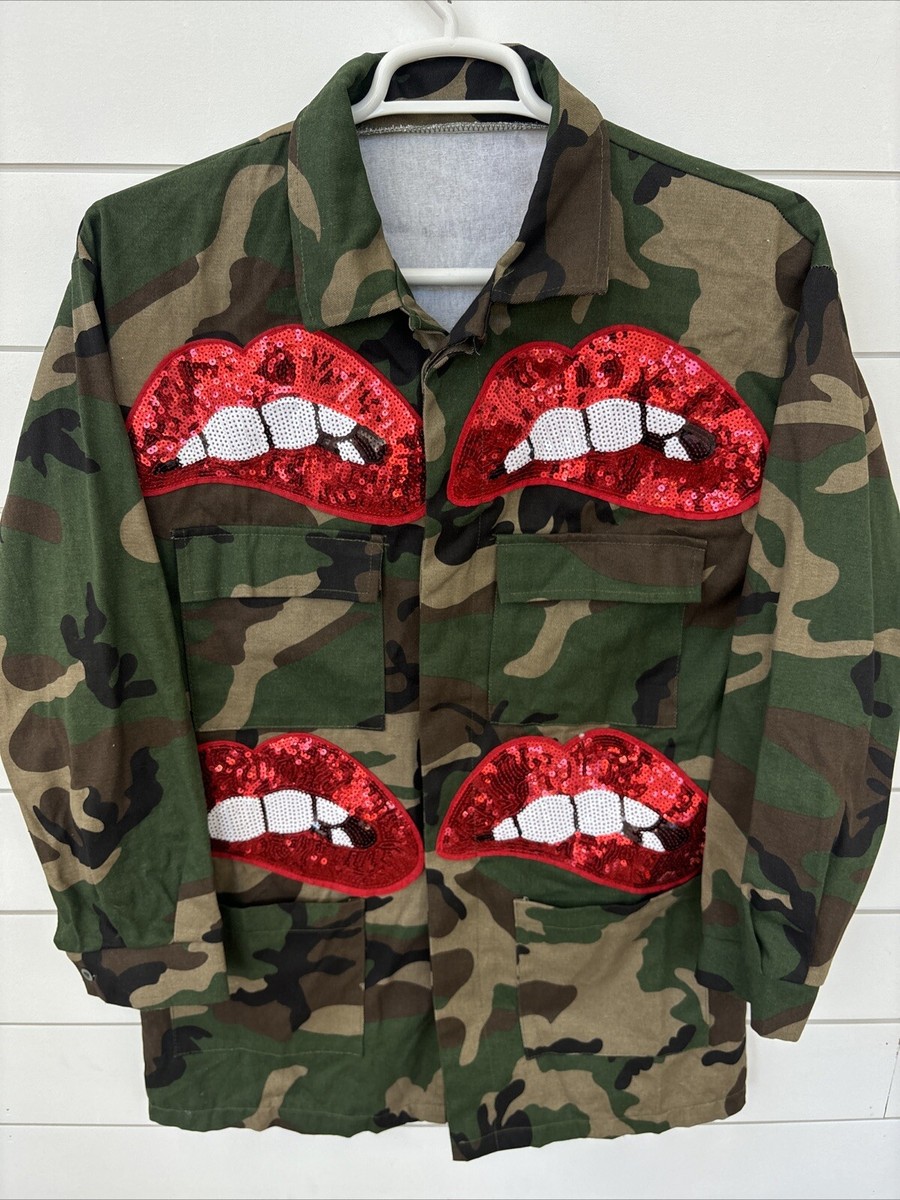 Camo Jacket Women's Army Jacket With Patches Army Jacket With