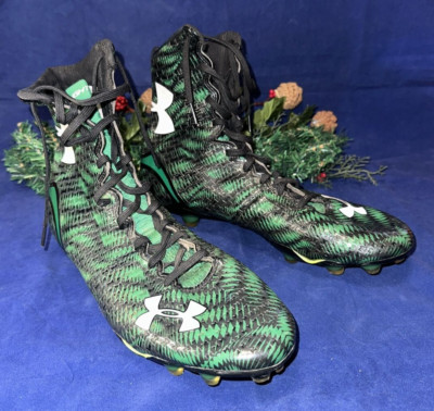 Under Armor Highlight Rubber Cleat Green Mottled Wrestler Style Boot Men's Sz 12