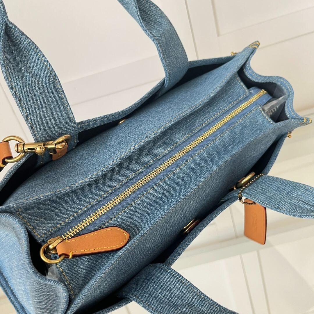 COACH Cargo tote bag handbag 26 large Size denim indigo