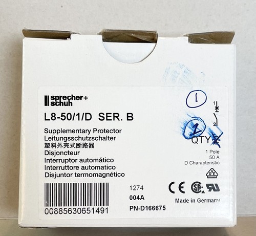 Sprecher Schuh L8-50/1/D Circuit Breaker 50 Amps 1 Pole - Picture 7 of 7