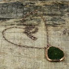 Moldavite Gemstone Electroformed Pendant Copper Handmade Jewelry For Women 1.65"
