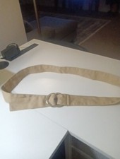 Vintage 90s Lauren Ralph Lauren Beige Cotton Canvas Double O-ring Belt XL 44"