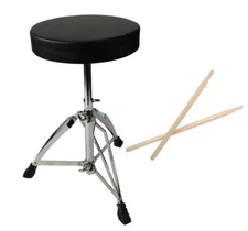 Zenison Drum Throne Bundle Height Adjustable Tripod Swivel Padded Stool w/Sticks