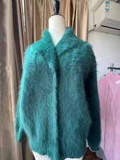 Angora Blend Fluffy Fuzzy Coat - Women's Super Soft Cardigan Sweater