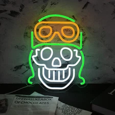 Vibrant Green Skull Neon Light - Adjustable Glow, USB Powered Wall Decor