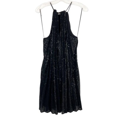 Banana Republic Black All Over Sequin Pleated Halter Dress - Size Medium |  eBay