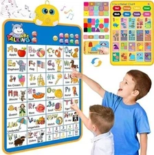 Electronic Interactive Double Sided Alphabet Wall Chart Talking ABC 123 Music
