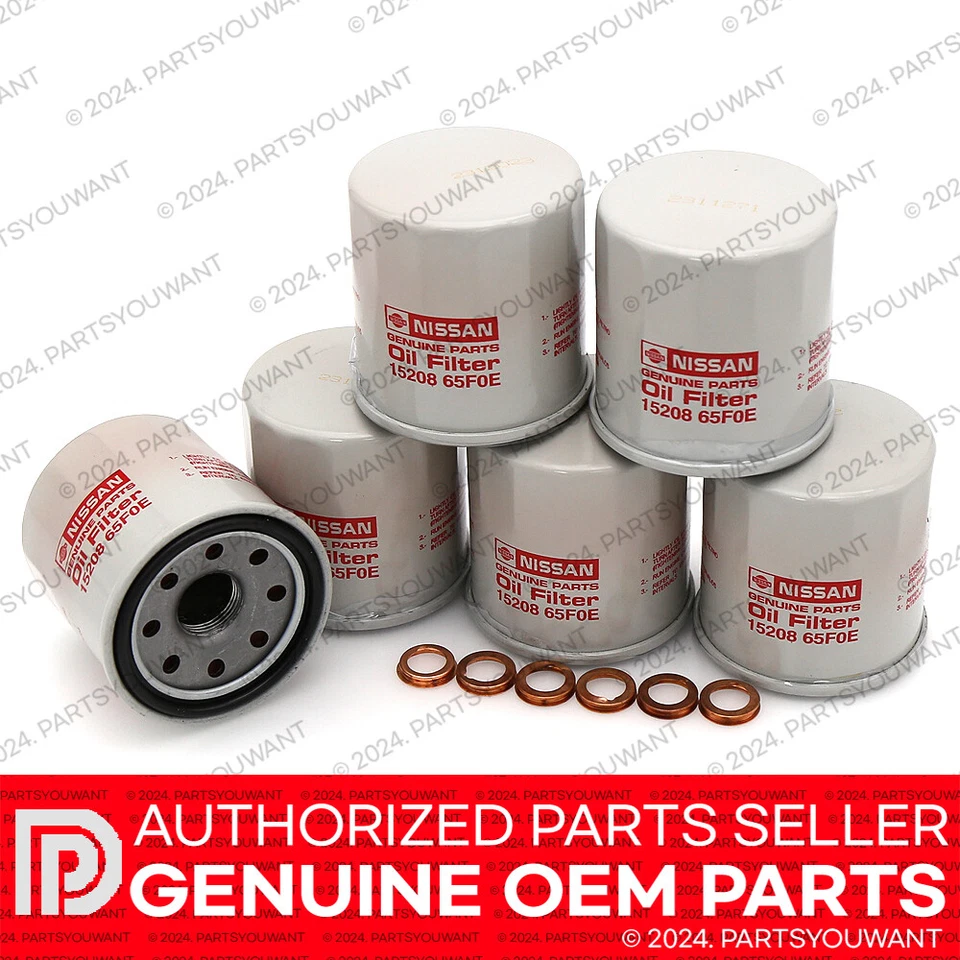 Genuine OEM Nissan Infiniti Oil Filter 15208-65F0E w Drain Plug 01M02 [SET OF 6] - Image 2 of 4