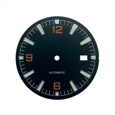 33mm Black Sterile Watch Dial for NH35A Planet-Ocean BGW9 Lume Orange Number