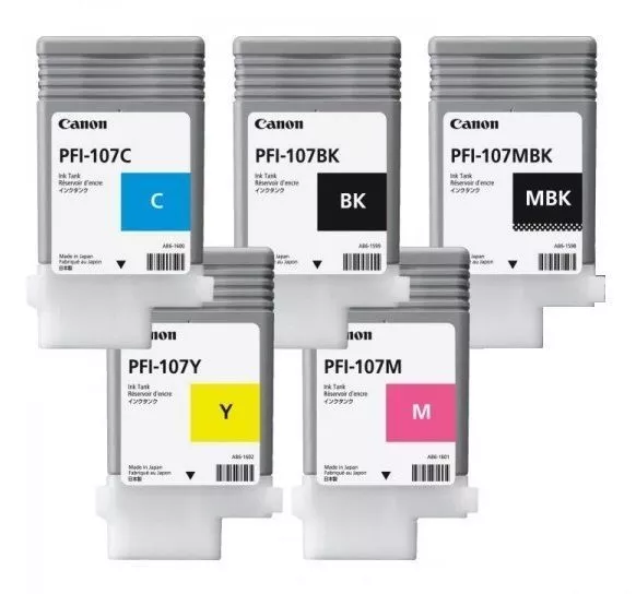 5 X Original Ink Canon iPF680 iPF685 iPF780 iPF785/PFI-107 MBK BK