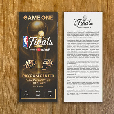 2025 NBA FINALS Thunder vs Pacers Replica Customizable Ticket Stub