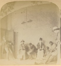 GERMANY, PEOPLE SITTING IN LARGE ROOM, VINT STEREOVIEW