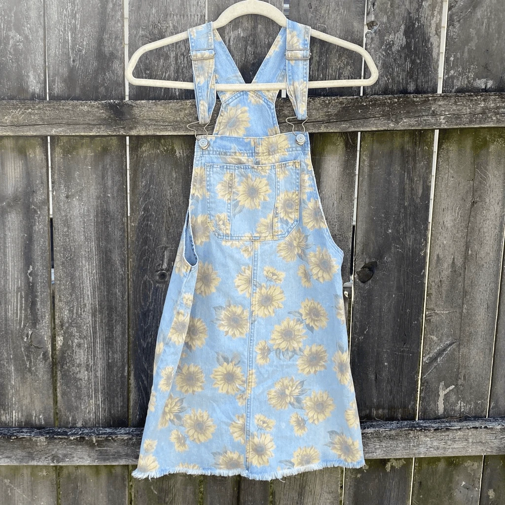 American Eagle Denim Sunflower Overall Dress S eBay