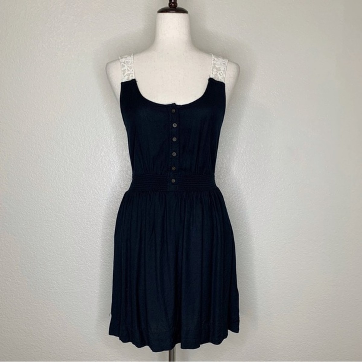 Charlotte Russe Lace Back Black Soft Casual Dress | eBay