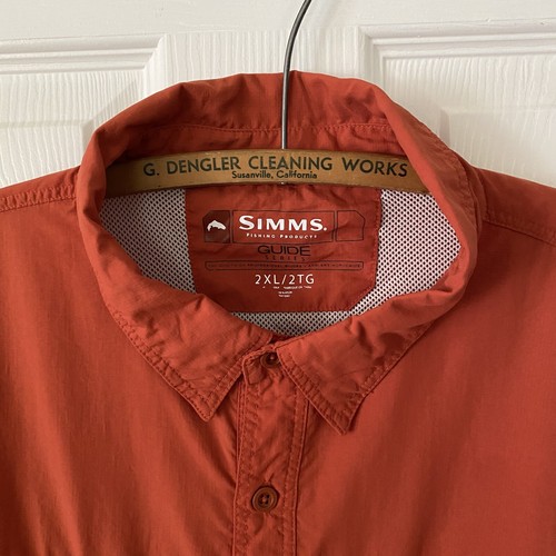 Simms Shirt Mens 2XL Orange Guide Series Long Sleeve Button Up Fishing Outdoors - Picture 2 of 16