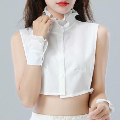 Frauen Sweet Layer Agaric Rüschen Stehen Falsche Gefälschte Kragen Button Down