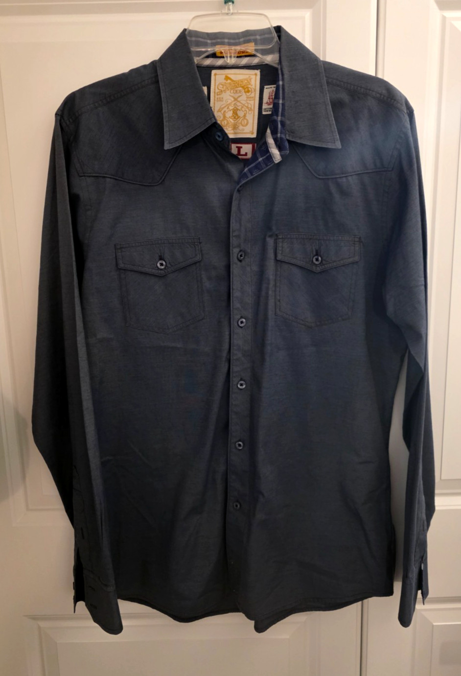 Sovereign Code Long Sleeve Gray Button Up Shirt M… - image 1