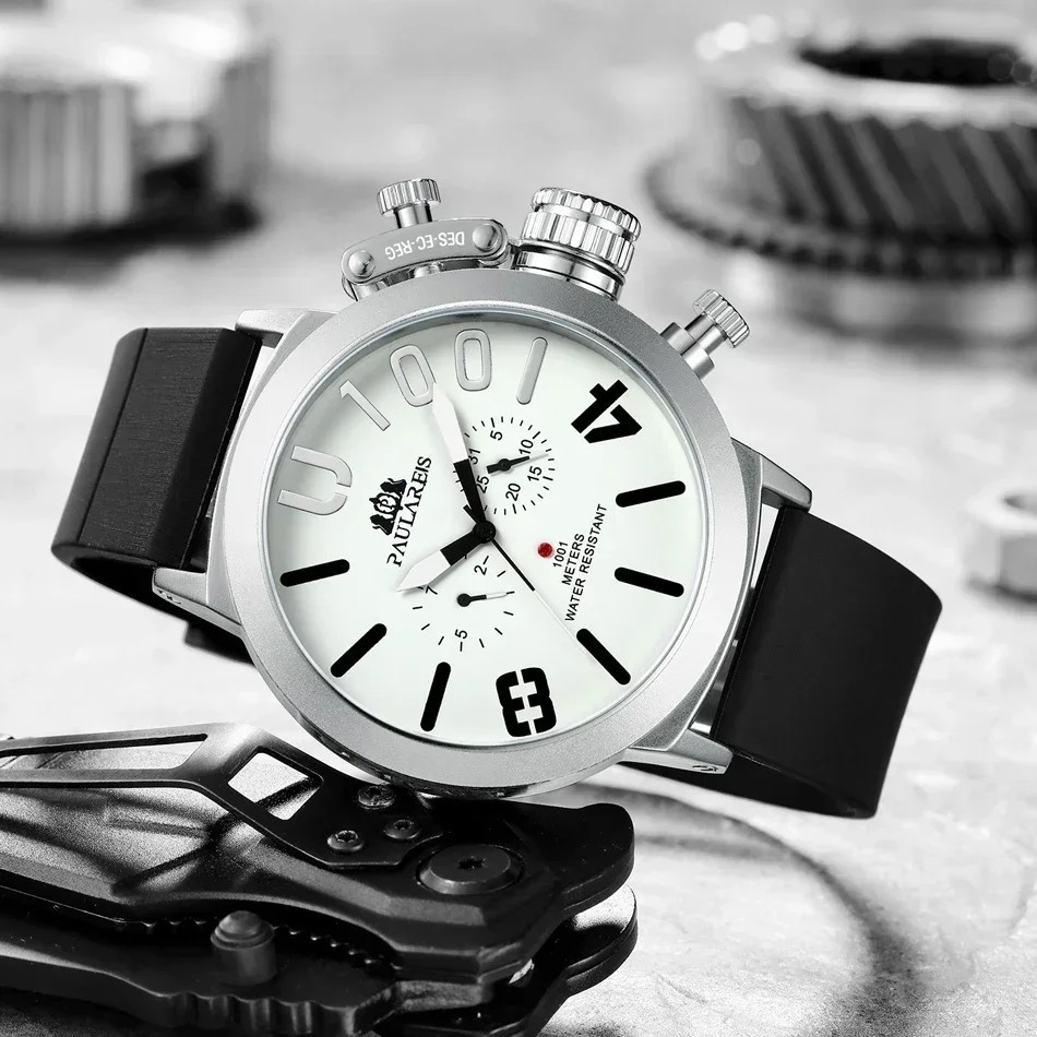 Paulareis Automatic Self Wind Mechanical Rubber Strap Watch