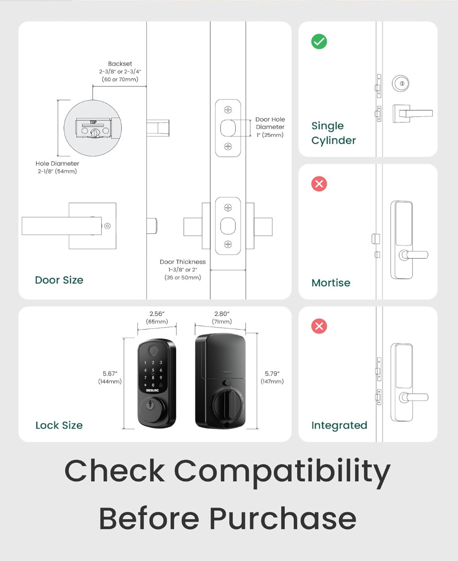 DESLOC Smart Door Lock , Smart Deadbolt Lock, Keyless Entry Door Lock 6