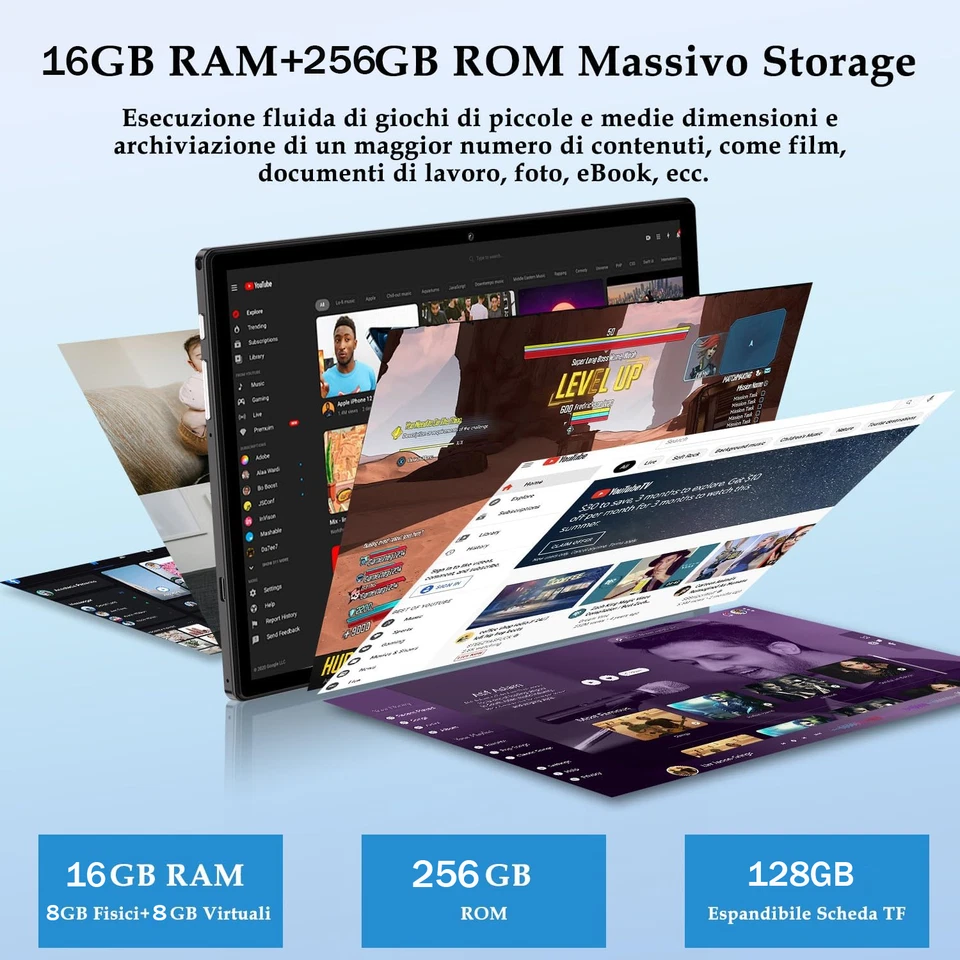 2025 Neueste Tablet 16GB RAM 256GB ROM Android 15 Octa-Core 8000mAh 1920*1200 PC - Bild 4 von 4