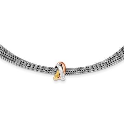 Halskette Sterlingsilber poliert rosé & goldfarben Mesh