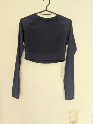 Halara Crop Top Damen Gr. M Navy Blau Langarm Sport Fitness Yoga Neu mit Etikett