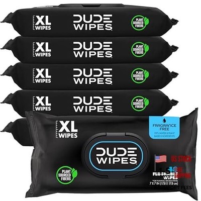 Unscented Flushable Wipes - Extra-Large 48 Count (Pack of 6) Fragrance Free