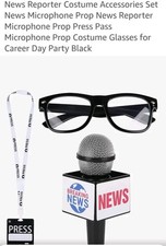 News Reporter Costume Accessories Set News Microphone Prop Costume Glasses