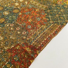 Mustard Arabesque A 14x42 Vintage Chirimen Japanese Kimono Silk Fabric CJ97