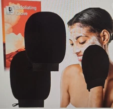 2, 2 packs New Exfoliating Glove Body Scrubber Mitt Black 4 Mitts Total