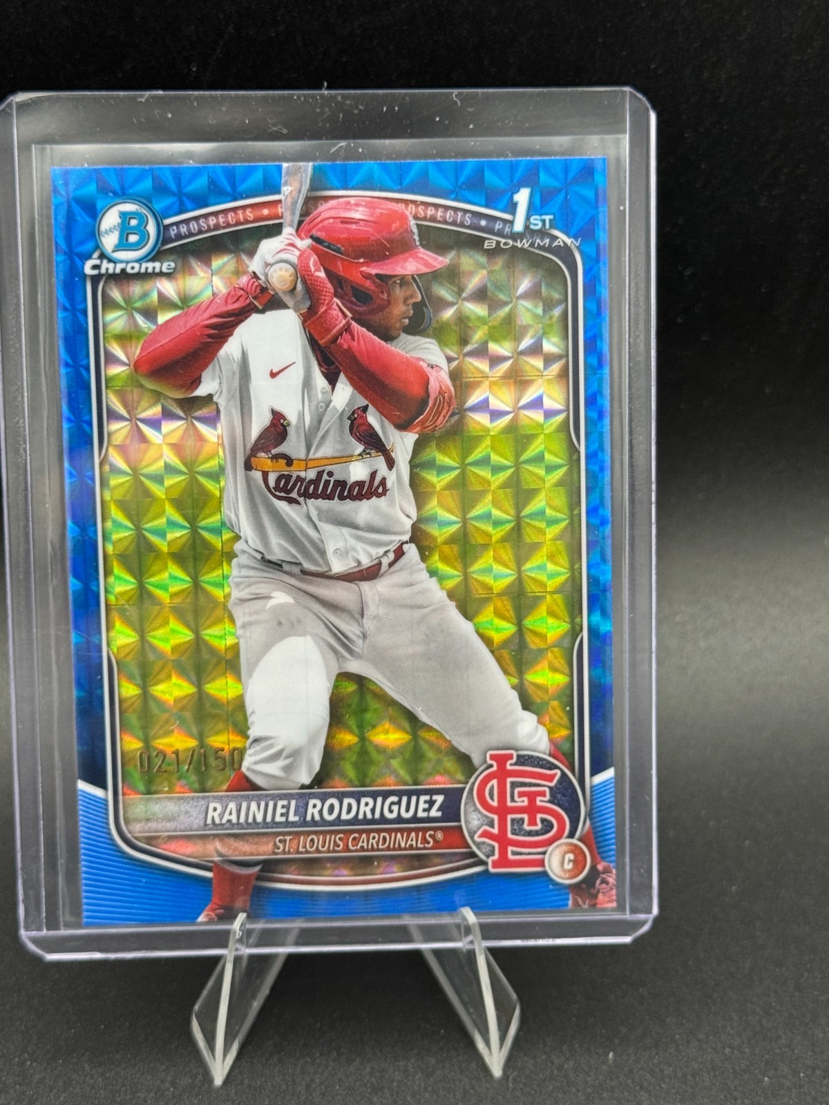 2025 Bowman Chrome Rainiel Rodriguez #BCP-200 Blue Geometric Refractor /150 (RC)
