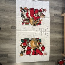 Vtg. A Christmas Gathering Santa Claus Doll Fabric Panel Hallmark Wamsutta 44x25