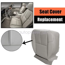 Driver or Passenger Leather Bottom Seat Cover Gray For Chevy Silverado 2007-2014