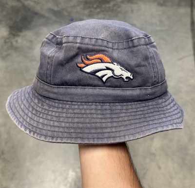 Vintage Denver Broncos Reebok Bucket Hat Faded Navy L/XL NFL Football Sharpe