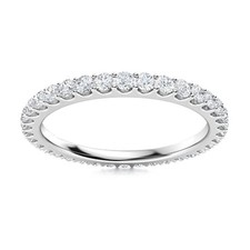 925 Sterling Silver 2MM Round White Topaz Full Eternity Band Ring For Women