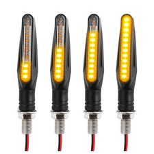 4PCS Motorcycle LED Turn Signals Yellow Sequential Flow Amber Blinkers 12V